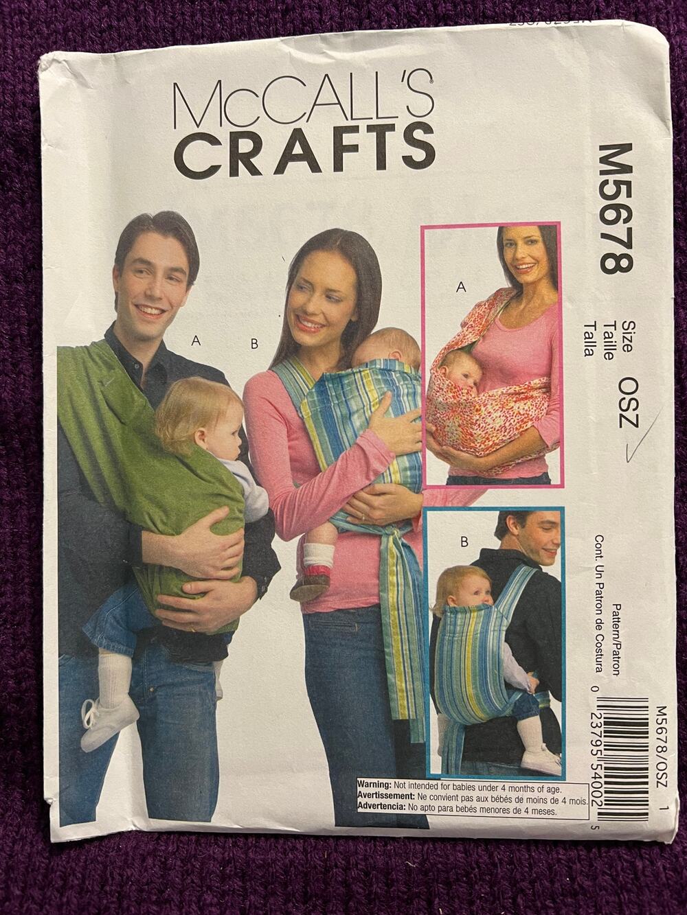 McCalls Sewing pattern 5678 baby carriers